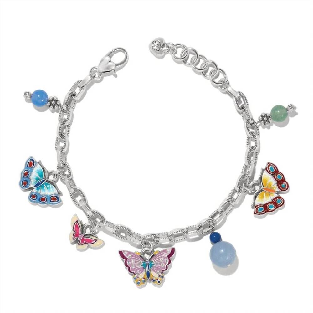 NEW BRIGHTON kyoto in bloom butterfly charm bracelet in silver with multicolor c